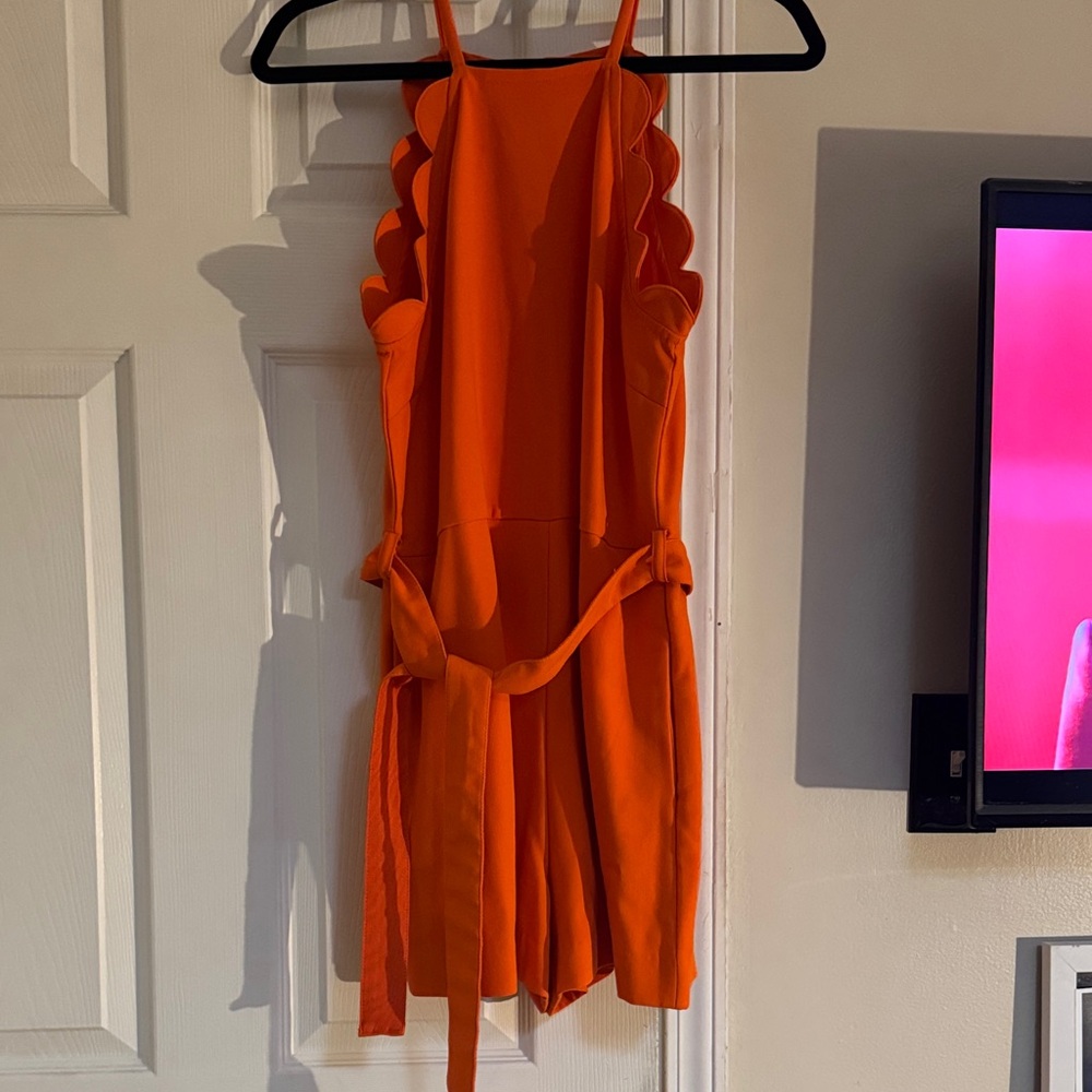 Victoria Beckham Orange Scalloped Jumpsuit